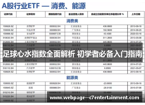足球心水指数全面解析 初学者必备入门指南