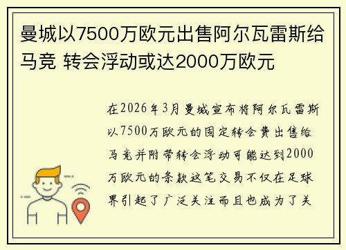 曼城以7500万欧元出售阿尔瓦雷斯给马竞 转会浮动或达2000万欧元